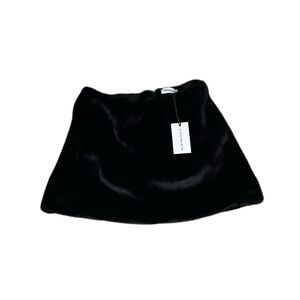 WeWoreWhat Black Faux Fur A-Line Mini Skirt